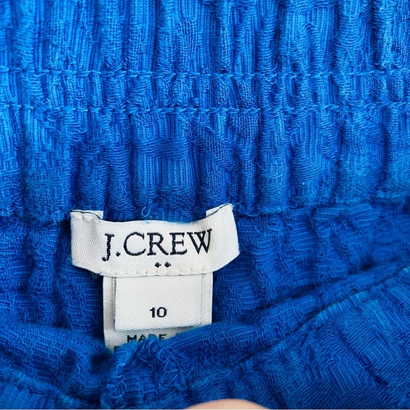 J. Crew Cobalt Blue Floral Jacquard Stretch Waist Pull On Cotton Shorts Size 10 - Picture 5 of 8